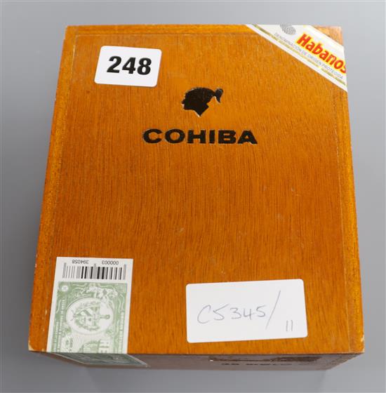An unopened box of 25 hand rolled Cuban Habana Cohiba cigars